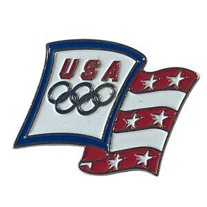 USA‎ Olympics American Flag Olympic Rings Lapel Hat Pin